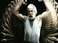 Man Flexes Arms