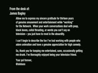 James Bagley Goodbye Letter
