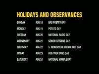 August AS Holidays and Observances