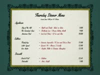 Thursday Dinner Menu